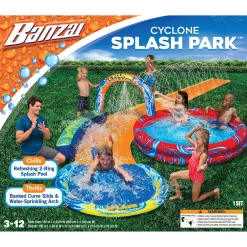 Boys Girls Banzai BANZAI Cyclone Splash Park 3-in-1 Sprinkler, Pool and Curved Slide - Outdoor Backyard Summer Water Play for Kids (16 feet).