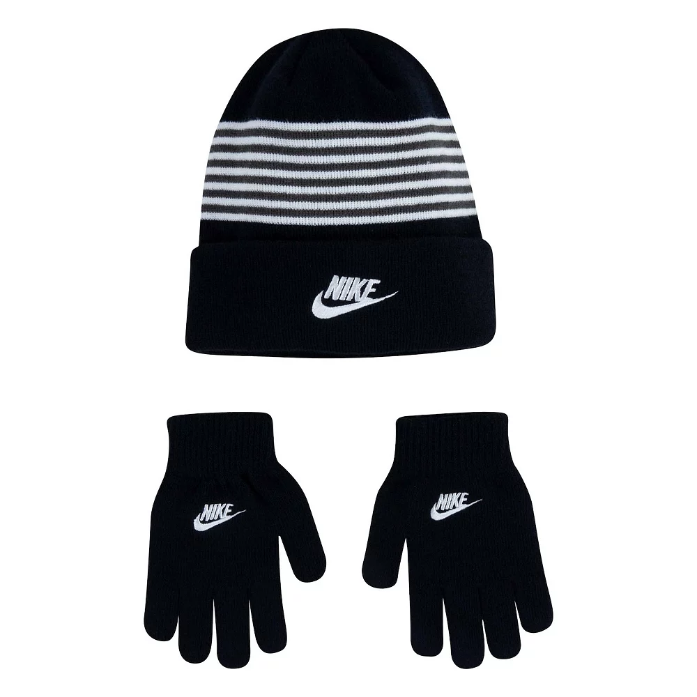Boys 8-20 Nike Striped Beanie & Gloves Set - Image 3