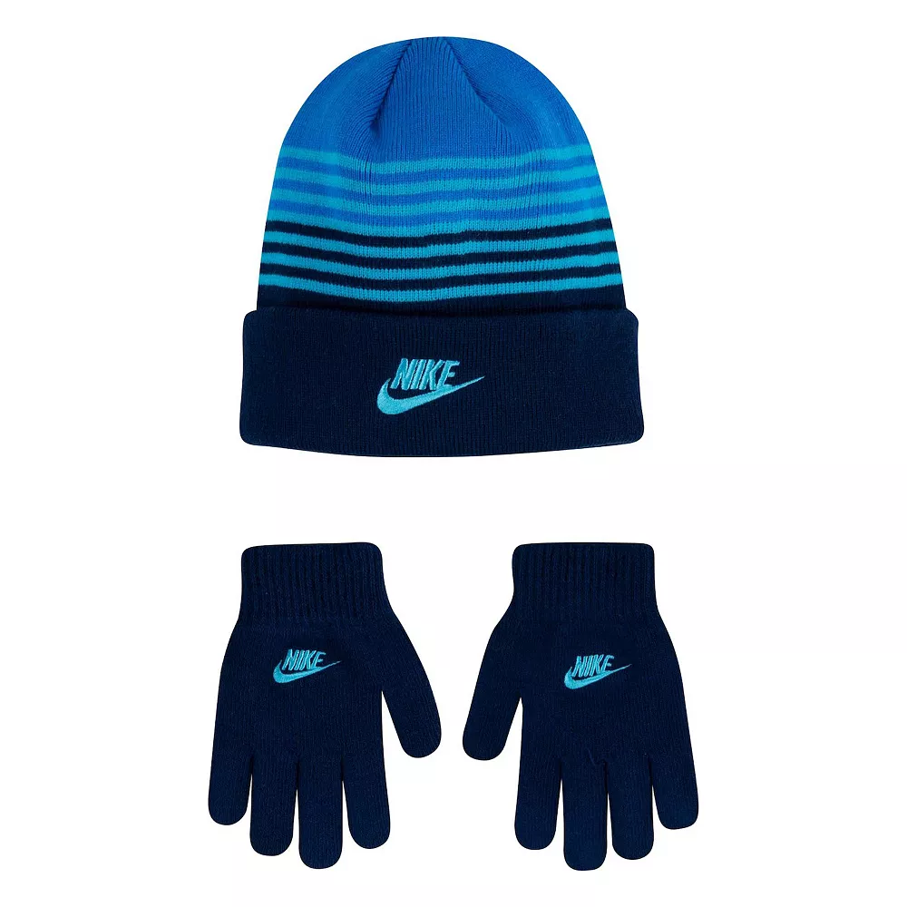 Boys 8-20 Nike Striped Beanie & Gloves Set - Image 2
