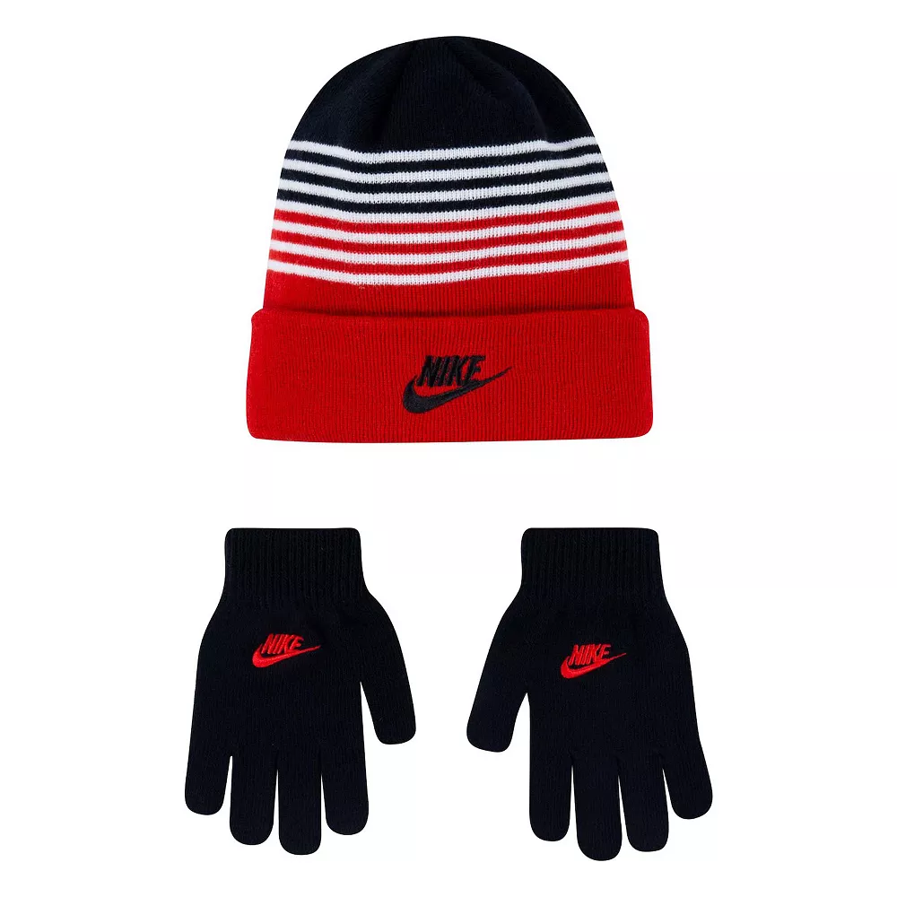 Boys 8-20 Nike Striped Beanie & Gloves Set