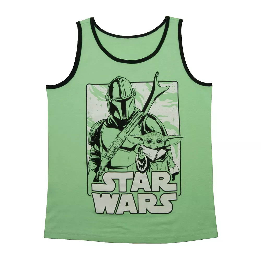 Boys 8-20 Star Wars The Mandalorian Din Djarin & Grogu aka Baby Yoda Graphic Tank Top
