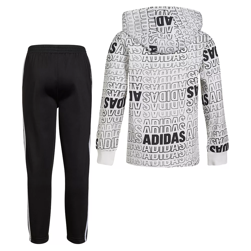 Toddler Boy adidas Allover Print Hooded Tee & Athletic Pants Set - Image 2