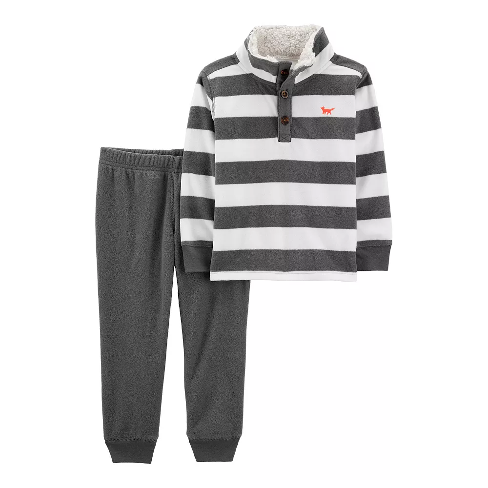 Baby Boy Carter's Striped Fleece Pullover Top & Jogger Pants Set