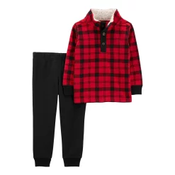 Toddler Boy Carter's Buffalo Check Fleece Pullover & Jogger Pants Set