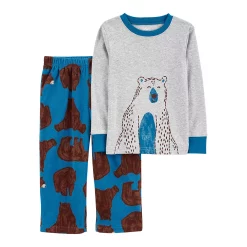 Toddler Boy Carter's Polar Bear Jersey Tee & Fleece Pants Pajama Set
