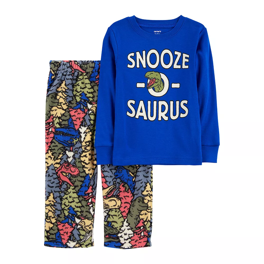 Toddler Boy Carter's "Snooze-O-Saurus" Dino Cotton Tee & Fleece Pants Pajama Set