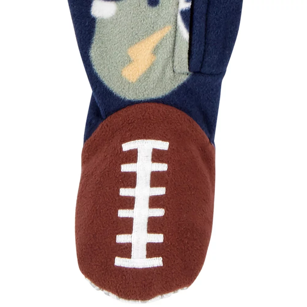 Baby Boy Carter's Football Fleece Footie Pajamas - Image 2