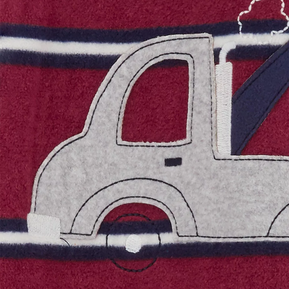Toddler Boy Carter's Tow Truck Striped Fleece Footed Pajamas - Image 2