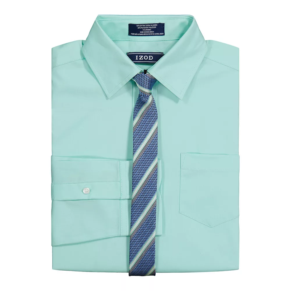 Boys 4-20 IZOD Stretch Solid Poplin Shirt & Tie Set - Image 4