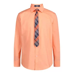 Boys 4-20 IZOD Stretch Solid Poplin Shirt & Tie Set