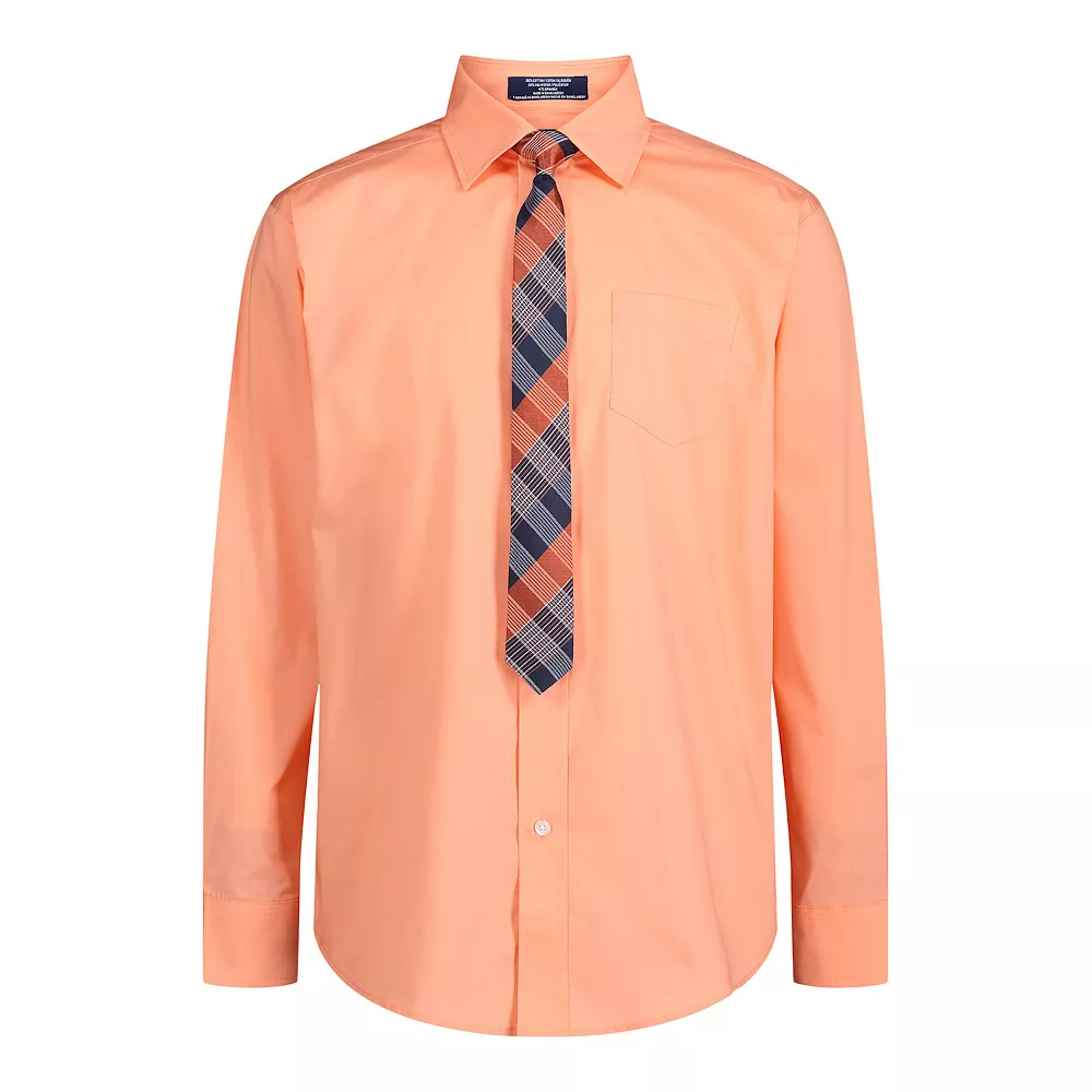 Boys 4-20 IZOD Stretch Solid Poplin Shirt & Tie Set