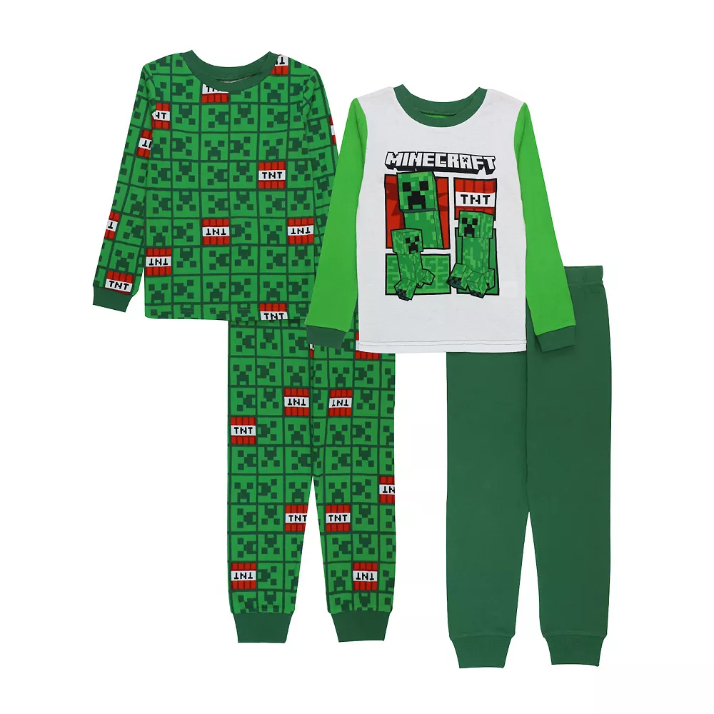 Boys 6-12 Minecraft "Green Craft" 4-Piece Pajama Set