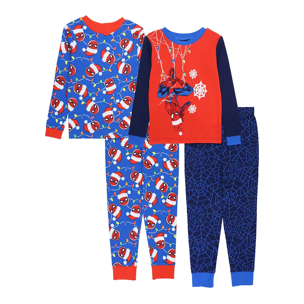 Boys 4-10 Spiderman "Merry Spider Holiday" 4-Piece Pajama Set