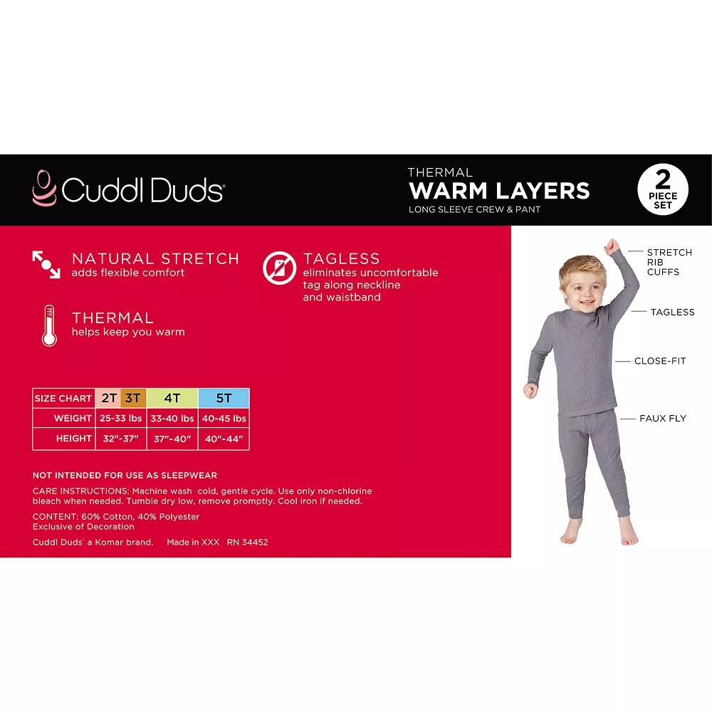 Toddler Boys Cuddl Duds® Buffalo Check Animals Thermal 2-Piece Base Layer Set - Image 3