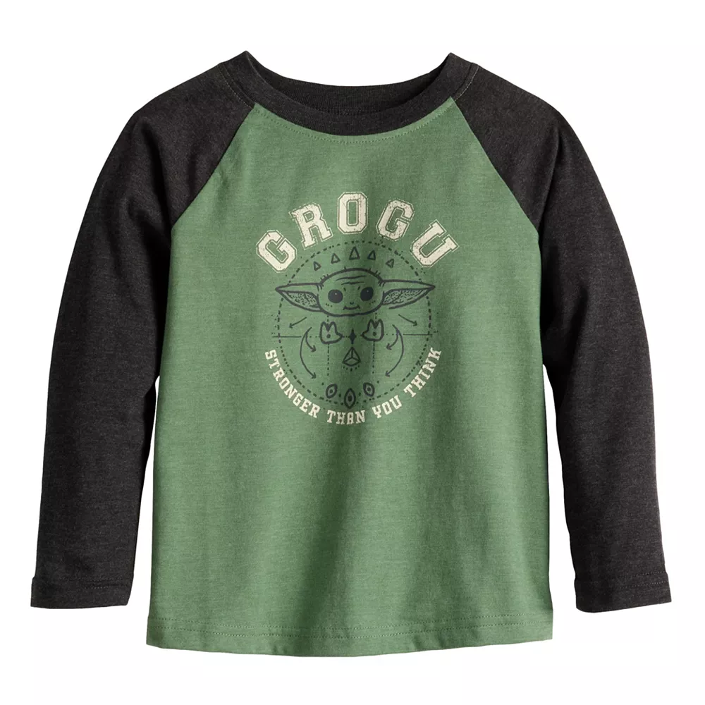 Toddler Boy Jumping Beans® The Mandalorian Grogu aka Baby Yoda "Stronger Than You Think" Raglan Graphic Tee