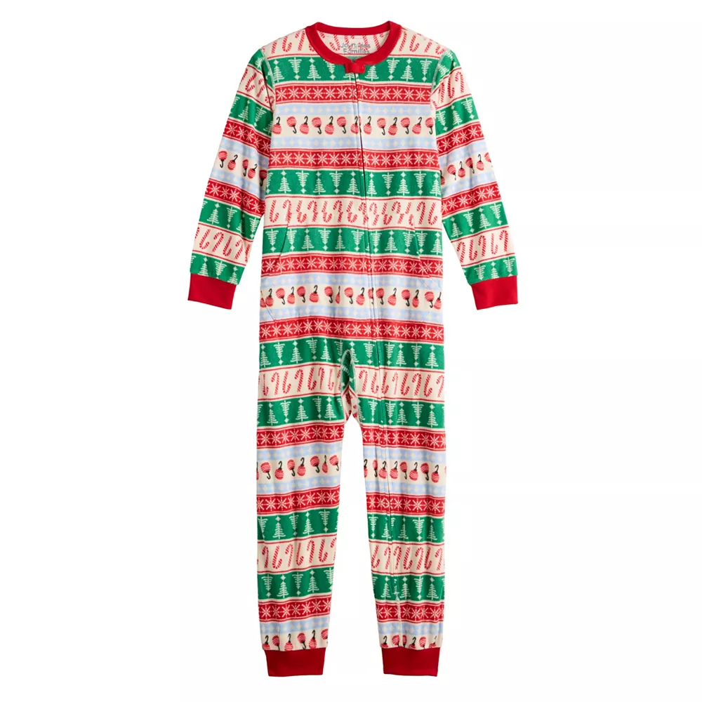 Kids 4-20 Jammies For Your Families® Joyful Celebration Adaptive Fairisle One-Piece Pajama