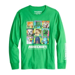 Boys 8-20 Minecraft Characer Squares Long Sleeve Graphic Tee