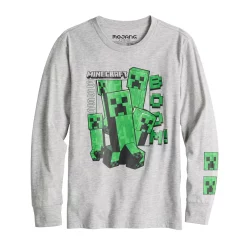 Boys 8-20 Minecraft Creepers Video Game Long Sleeve Graphic Tee