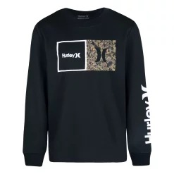 Boys 4-7 Hurley Square Print Long Sleeve Graphic Tee