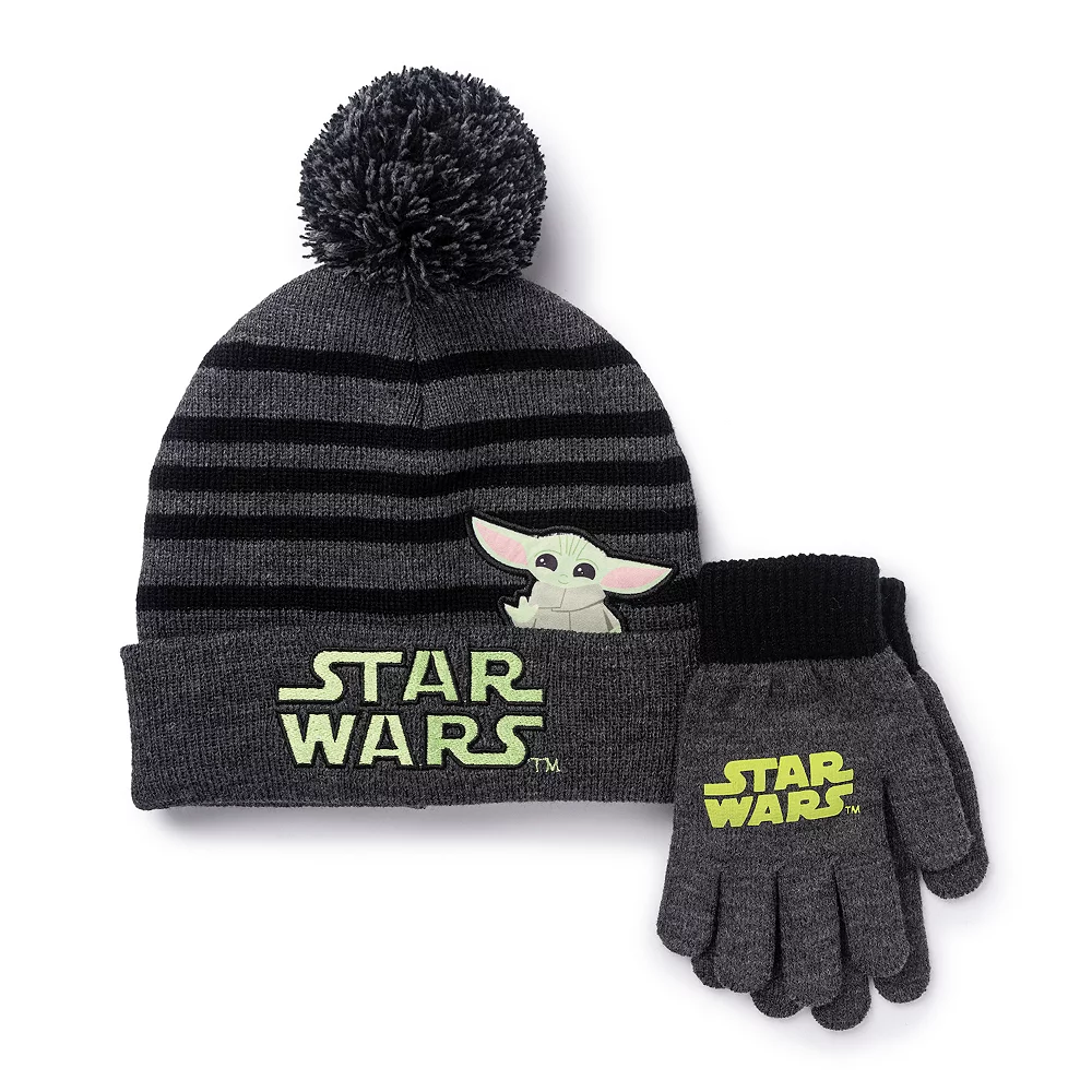Boys 8-20 Star Wars The Mandalorian Grogu aka Baby Yoda Pompom Hat & Gloves Set