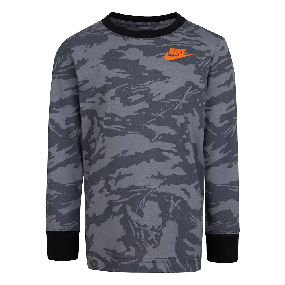 Boys 4-7 Nike Camo Print Long Sleeve Logo Tee - Image 2