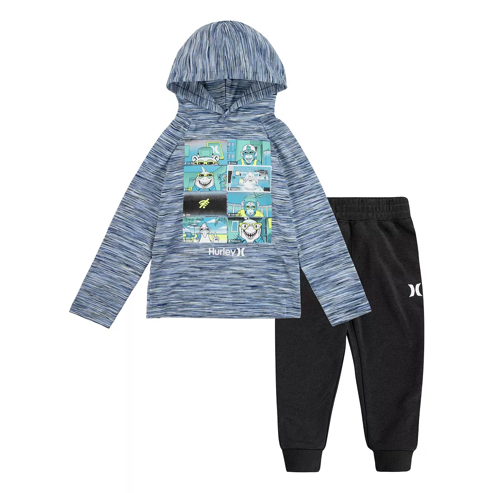Toddler Boy Hurley H2O-Dri Raglan Graphic Hoodie & Jogger Pants Set