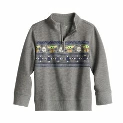 Toddler Boy Jumping Beans® Grogu Ribbed Quarter Zip Sweater