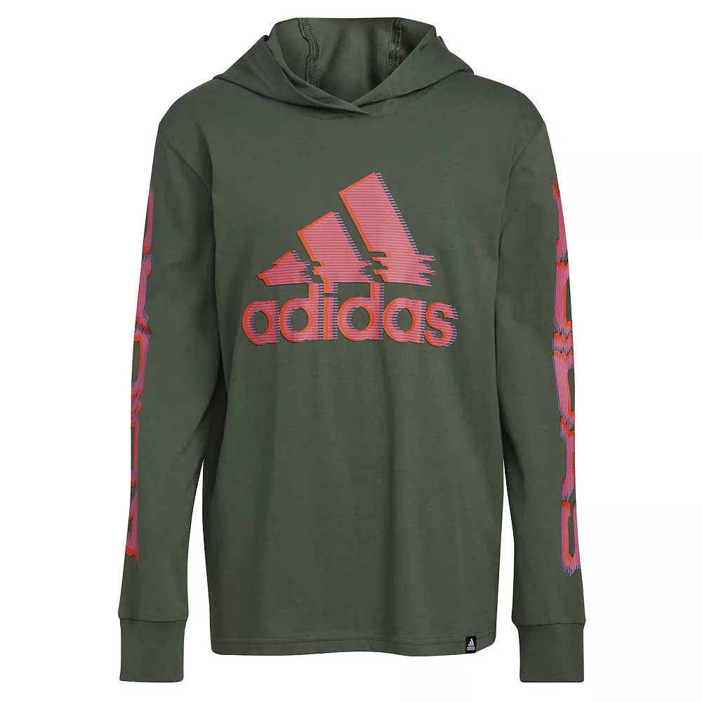 Boys 8-20 adidas Glitchy Badge of Sport Hooded Tee