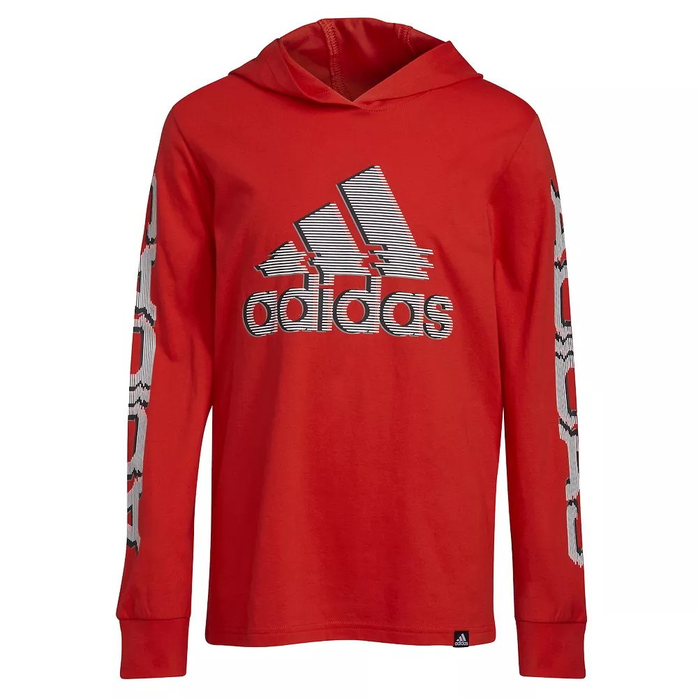 Boys 8-20 adidas Glitchy Badge of Sport Hooded Tee - Image 2