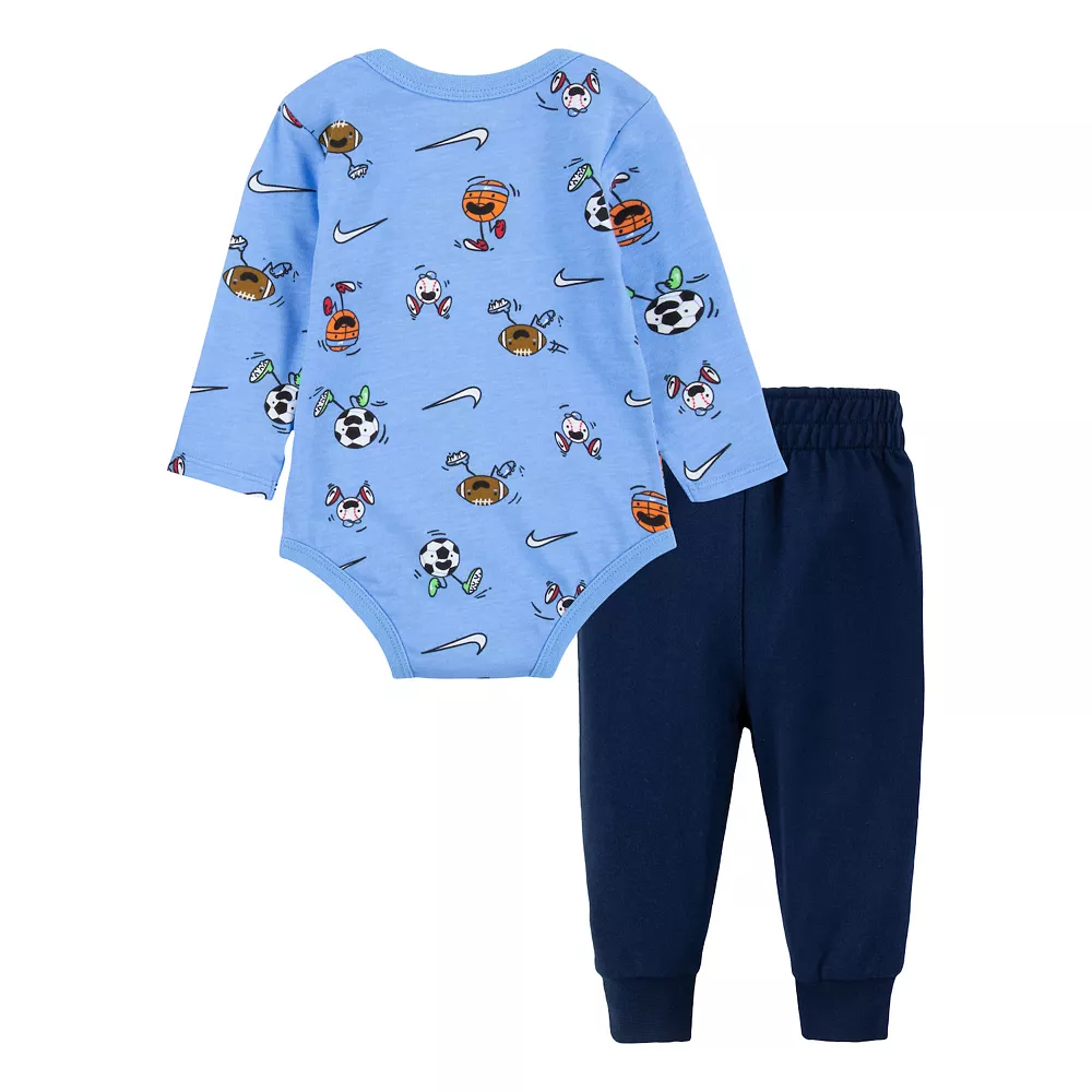 Baby Boy Nike Nikemoji Allover Print Bodysuit & Jogger Pants Set - Image 2