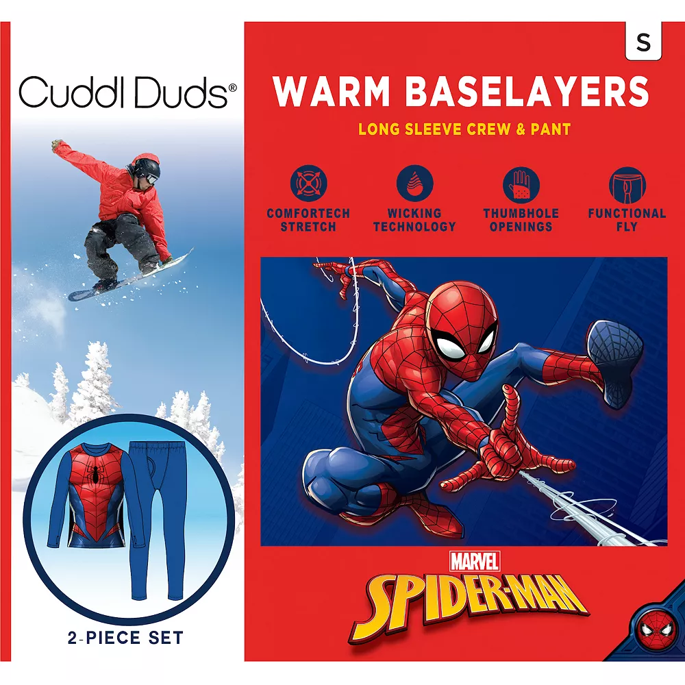 Boys 4-18 Cuddl Duds Spiderman Stretch 2-Piece Base Layer Set - Image 2
