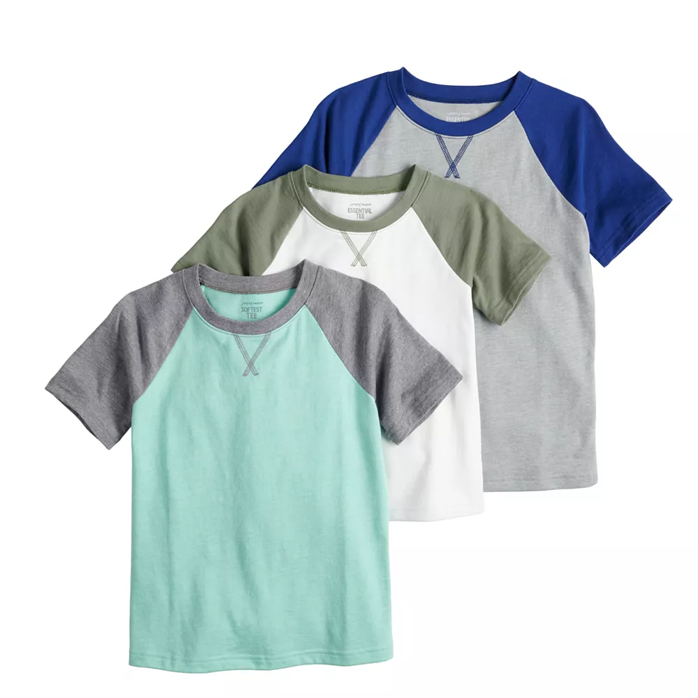 Boys 4-12 Jumping Beans® Adaptive Double-Layer Short Sleeve Raglan Tees 3-Pack